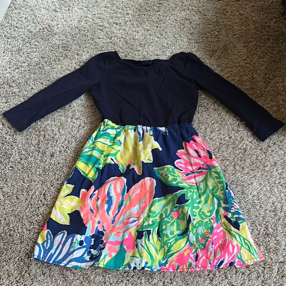 Lilly Pulitzer Blue and Pink Fit and Flare Casual Dress